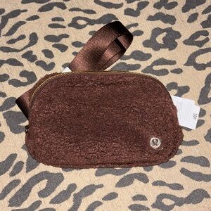 Brown fleece belt bag
